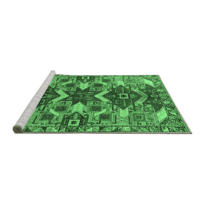 Sideview of Machine Washable Oriental Emerald Green Industrial Area Rugs, wshurb1108emgrn