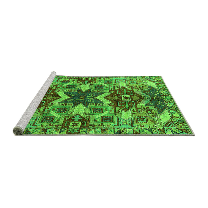 Sideview of Machine Washable Oriental Green Industrial Area Rugs, wshurb1108grn