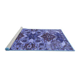 Sideview of Machine Washable Oriental Blue Industrial Rug, wshurb1108blu