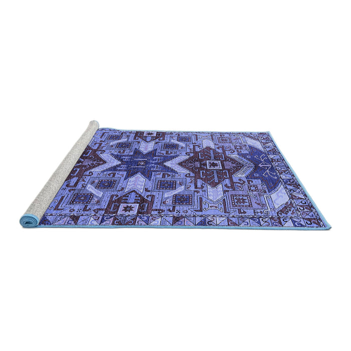 Sideview of Machine Washable Oriental Blue Industrial Rug, wshurb1108blu