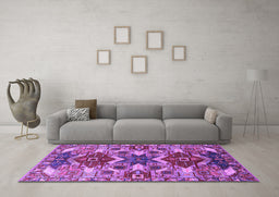 Machine Washable Oriental Purple Industrial Area Rugs in a Living Room, wshurb1108pur