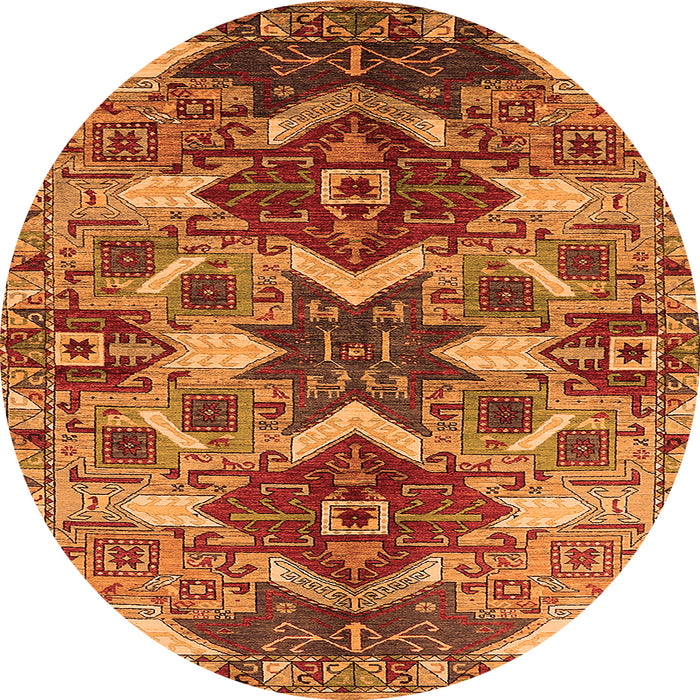 Round Machine Washable Oriental Orange Industrial Area Rugs, wshurb1108org