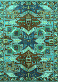 Oriental Turquoise Industrial Rug, urb1108turq