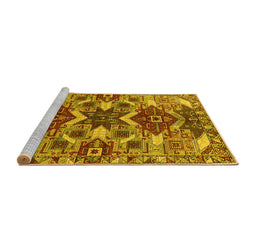 Sideview of Machine Washable Oriental Yellow Industrial Rug, wshurb1108yw