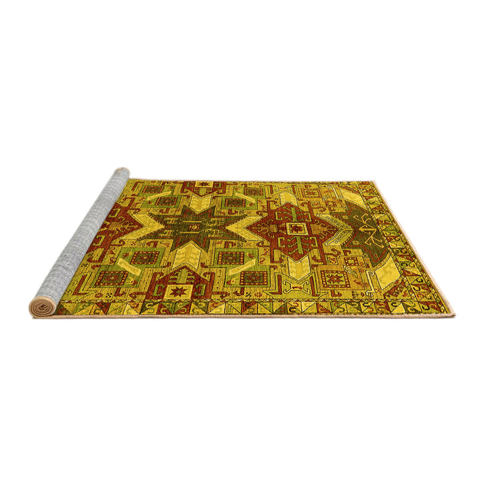 Sideview of Machine Washable Oriental Yellow Industrial Rug, wshurb1108yw