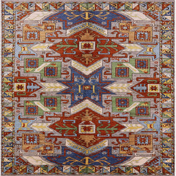 Square Mid-Century Modern Light French Beige Brown Oriental Rug, urb1108