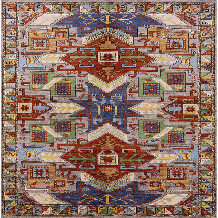 Square Mid-Century Modern Light French Beige Brown Oriental Rug, urb1108