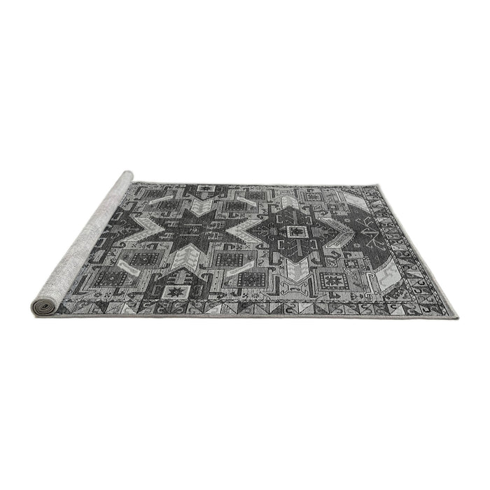 Sideview of Machine Washable Oriental Gray Industrial Rug, wshurb1108gry
