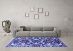 Machine Washable Oriental Blue Industrial Rug in a Living Room, wshurb1108blu