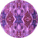 Round Machine Washable Oriental Purple Industrial Area Rugs, wshurb1108pur