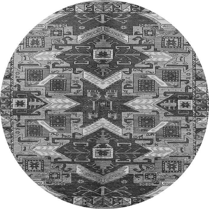 Round Machine Washable Oriental Gray Industrial Rug, wshurb1108gry