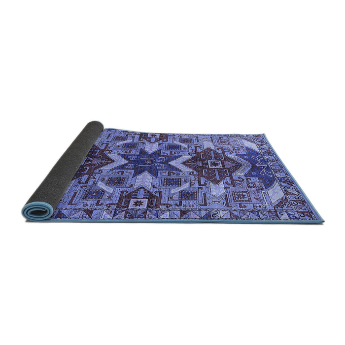 Sideview of Oriental Blue Industrial Rug, urb1108blu