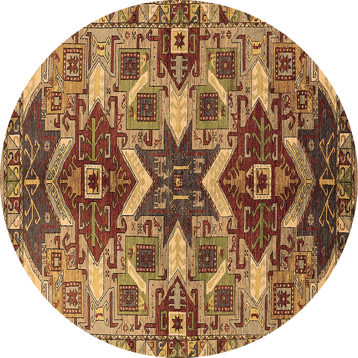 Round Machine Washable Oriental Brown Industrial Rug, wshurb1108brn