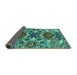 Sideview of Oriental Turquoise Industrial Rug, urb1108turq