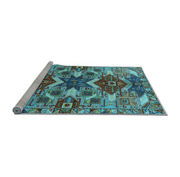 Sideview of Machine Washable Oriental Light Blue Industrial Rug, wshurb1108lblu