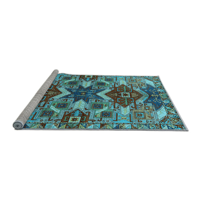 Sideview of Machine Washable Oriental Light Blue Industrial Rug, wshurb1108lblu