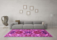 Machine Washable Oriental Pink Industrial Rug, wshurb1108pnk