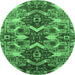 Round Oriental Emerald Green Industrial Rug, urb1108emgrn