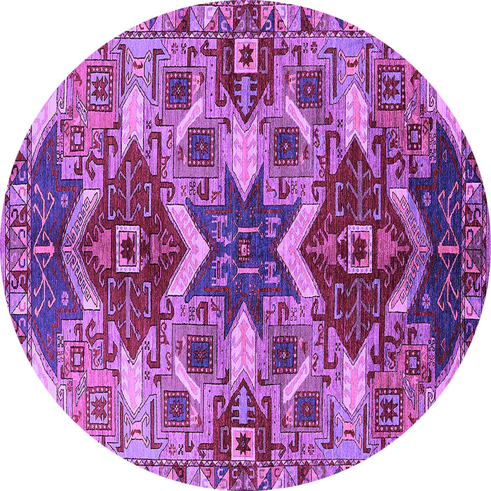 Round Oriental Purple Industrial Rug, urb1108pur