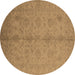 Round Machine Washable Oriental Brown Industrial Rug, wshurb1109brn