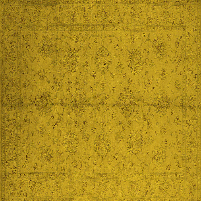 Square Machine Washable Oriental Yellow Industrial Rug, wshurb1109yw