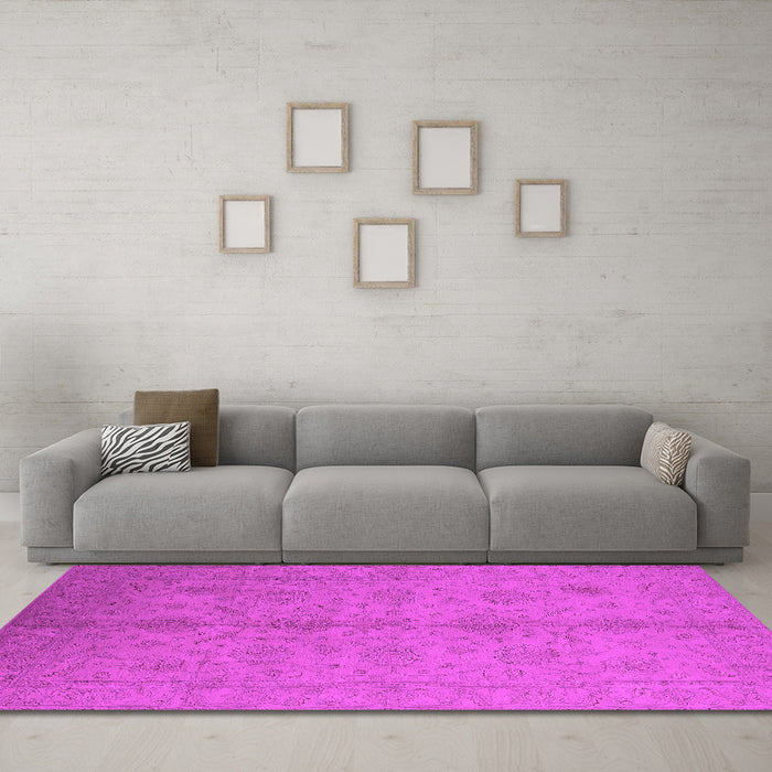 Machine Washable Oriental Pink Industrial Rug in a Living Room, wshurb1109pnk