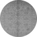 Round Machine Washable Oriental Gray Industrial Rug, wshurb1109gry