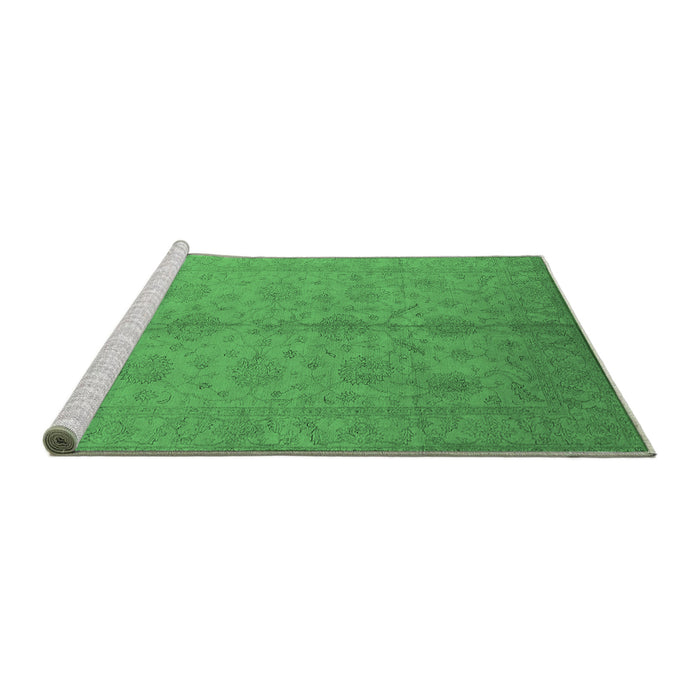Sideview of Machine Washable Oriental Emerald Green Industrial Area Rugs, wshurb1109emgrn