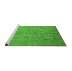Sideview of Machine Washable Oriental Green Industrial Area Rugs, wshurb1109grn