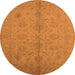 Round Machine Washable Oriental Orange Industrial Area Rugs, wshurb1109org