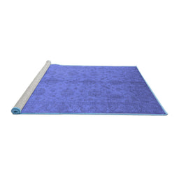 Sideview of Machine Washable Oriental Blue Industrial Rug, wshurb1109blu