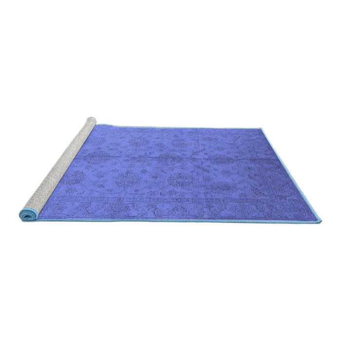 Sideview of Machine Washable Oriental Blue Industrial Rug, wshurb1109blu