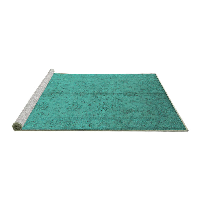 Sideview of Machine Washable Oriental Turquoise Industrial Area Rugs, wshurb1109turq