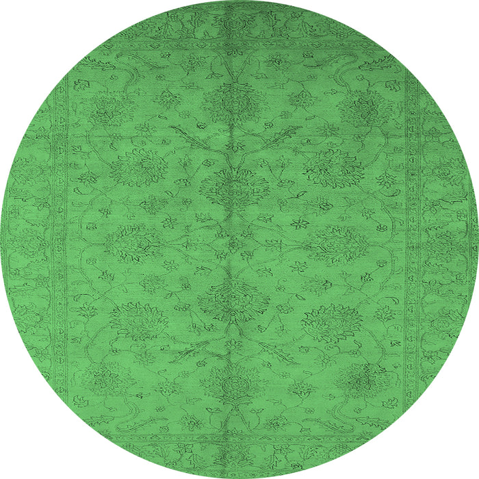 Round Oriental Emerald Green Industrial Rug, urb1109emgrn