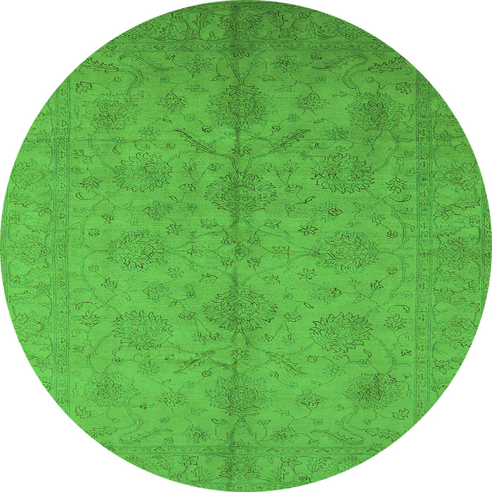 Round Oriental Green Industrial Rug, urb1109grn
