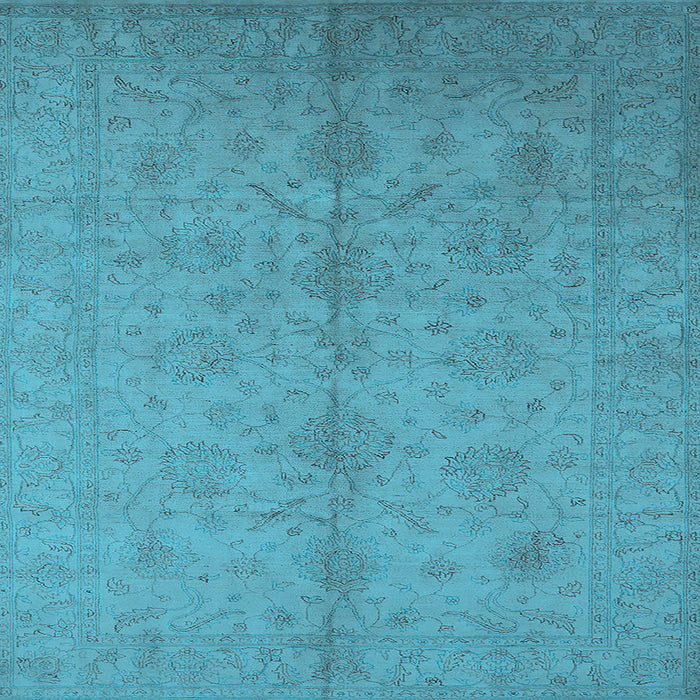 Square Machine Washable Oriental Light Blue Industrial Rug, wshurb1109lblu