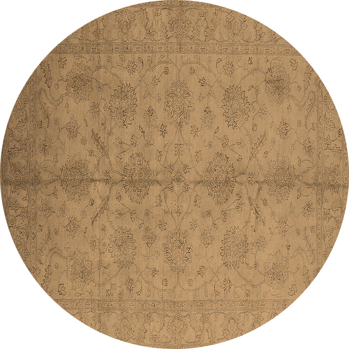 Round Oriental Brown Industrial Rug, urb1109brn