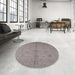 Round Mid-Century Modern Rose Purple Oriental Rug in a Office, urb1109