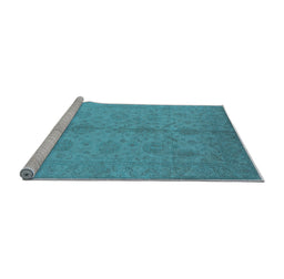 Sideview of Machine Washable Oriental Light Blue Industrial Rug, wshurb1109lblu