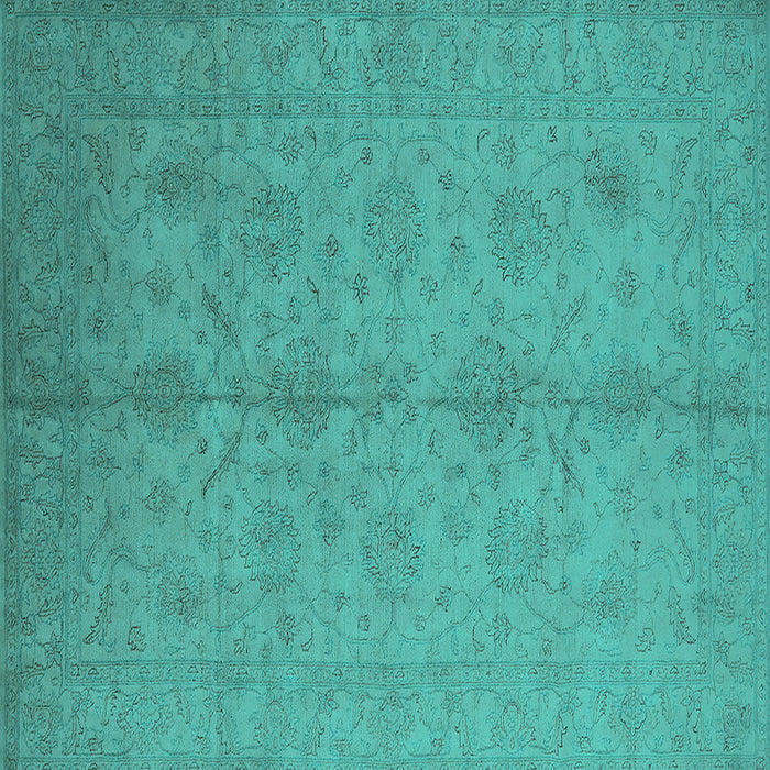 Square Oriental Turquoise Industrial Rug, urb1109turq