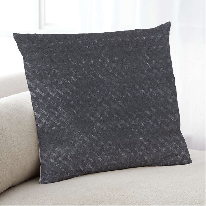 Lifestyle Image of Mid-Century Modern Urban Square Light Black Throw Pillow, 18 inch by 18 inch, pwurb110