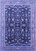 Machine Washable Oriental Blue Industrial Rug, wshurb1110blu