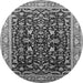 Round Machine Washable Oriental Gray Industrial Rug, wshurb1110gry