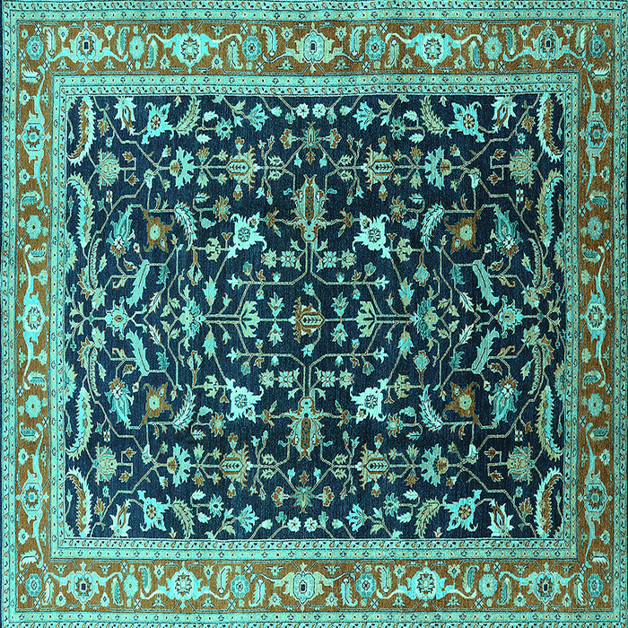 Square Machine Washable Oriental Turquoise Industrial Area Rugs, wshurb1110turq