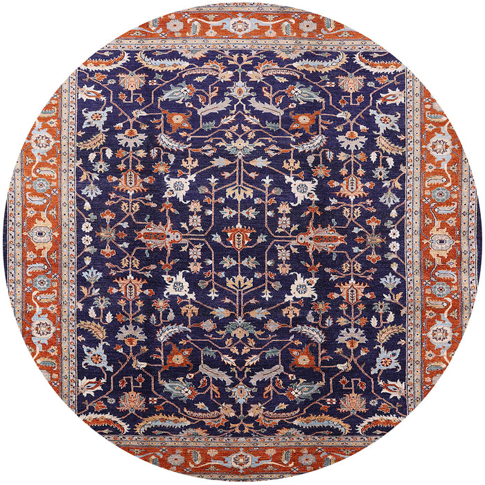 Round Mid-Century Modern Purple Lily Purple Oriental Rug, urb1110