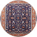 Round Mid-Century Modern Purple Lily Purple Oriental Rug, urb1110