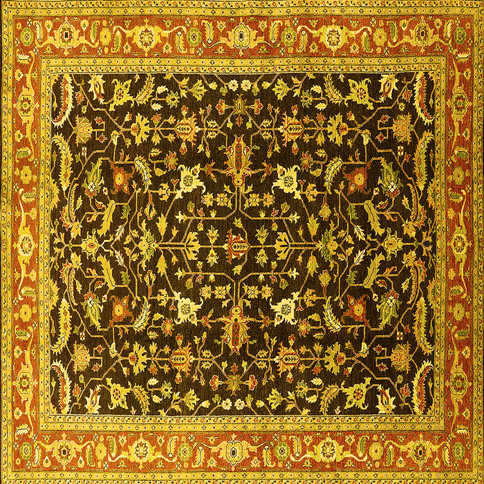 Square Machine Washable Oriental Yellow Industrial Rug, wshurb1110yw