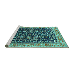 Sideview of Machine Washable Oriental Turquoise Industrial Area Rugs, wshurb1110turq