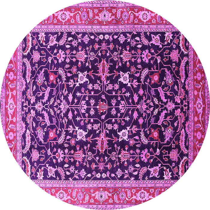 Round Machine Washable Oriental Pink Industrial Rug, wshurb1110pnk