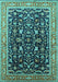 Machine Washable Oriental Turquoise Industrial Area Rugs, wshurb1110turq